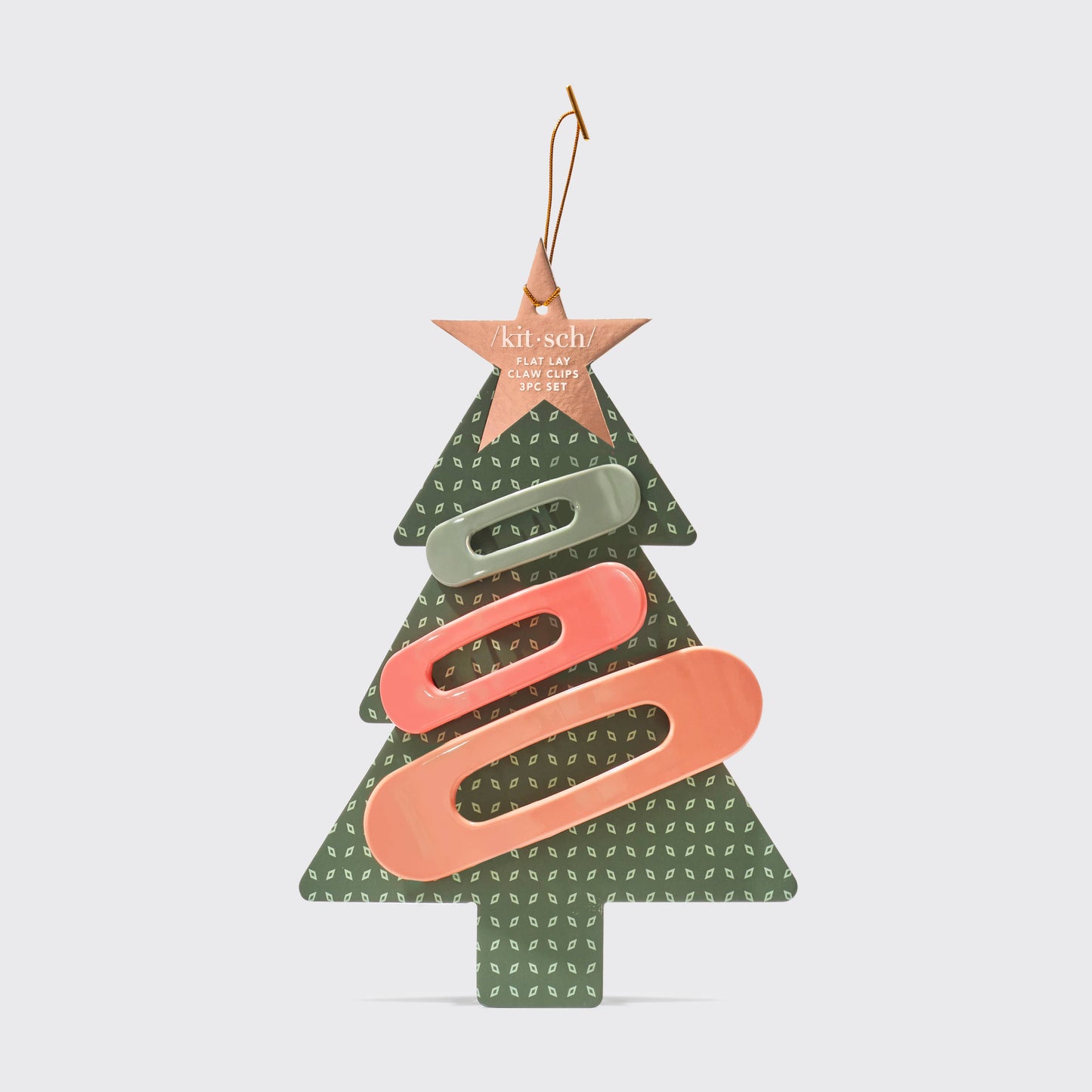 Holiday Recycled Plastic Flat lay Claw Clips Set- Pinksettia