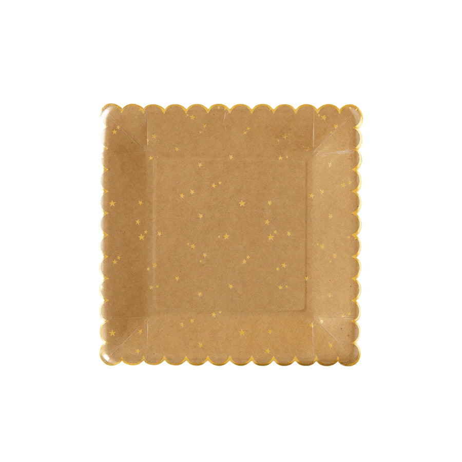 Christmas Memories Kraft With Gold Star Paper Plate