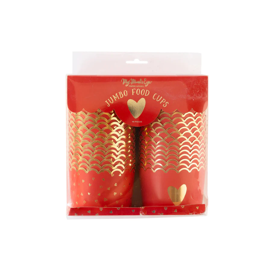 JUMBO GOLD FOIL CENTERED HEART BAKING/FOOD CUPS