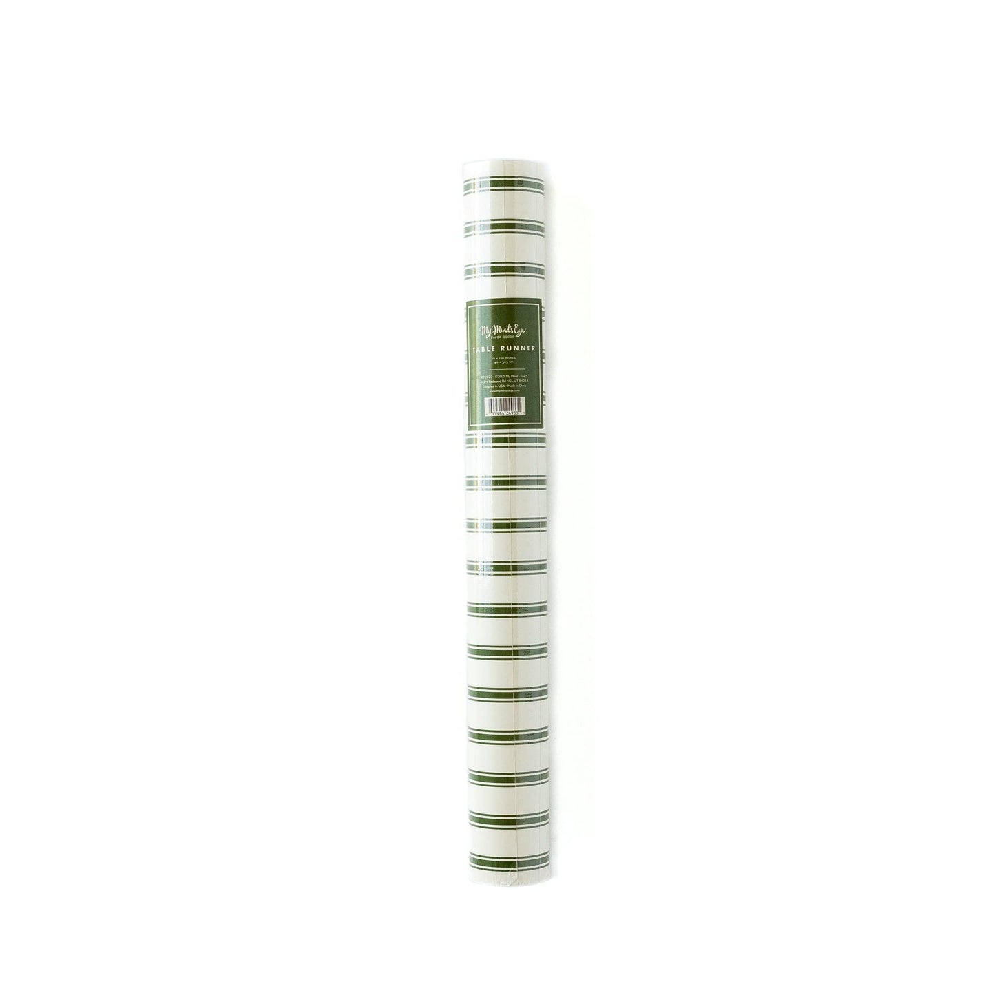 Green Ticking Paper Table Runner