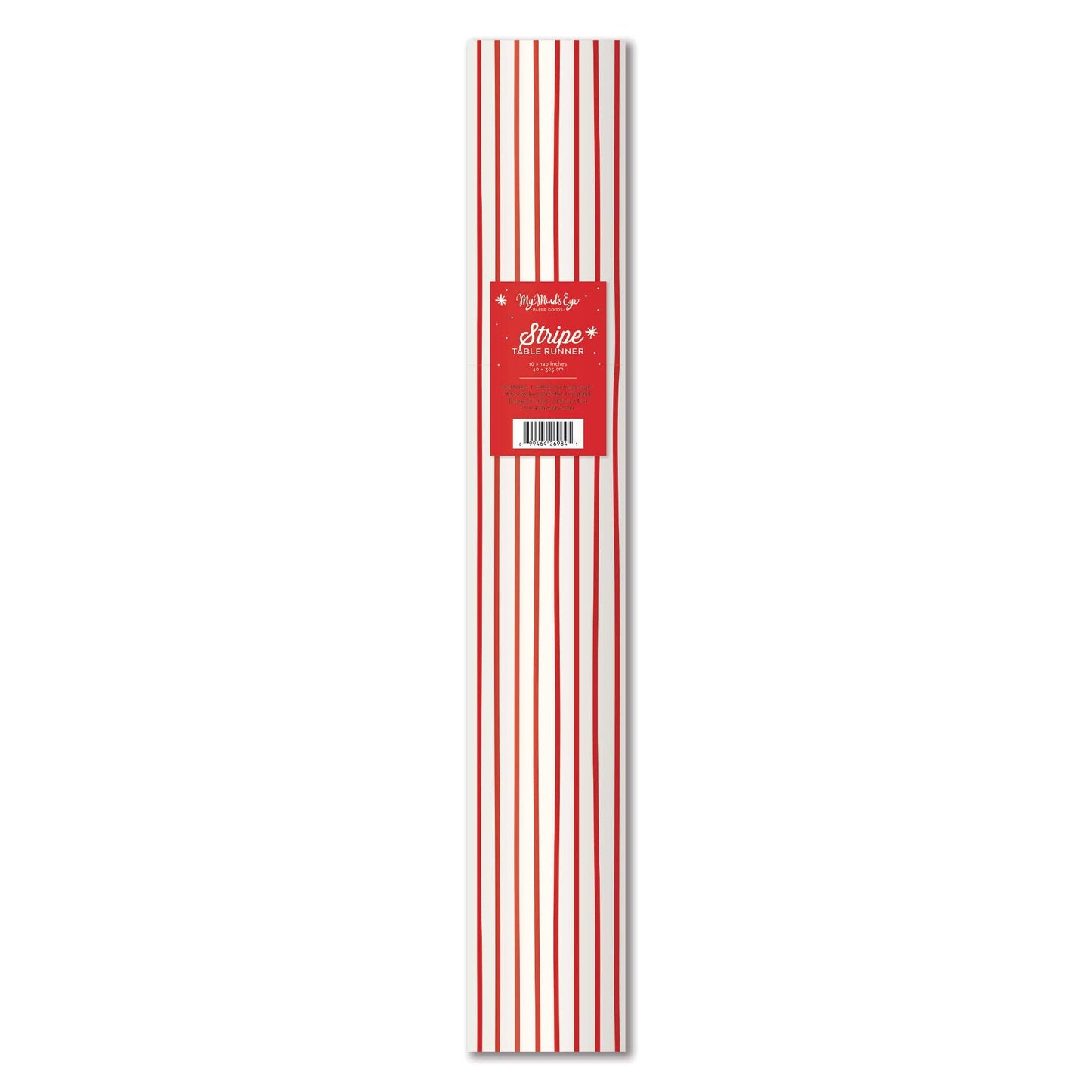 Christmas Baubles Red Pinstripe Paper Table Runner