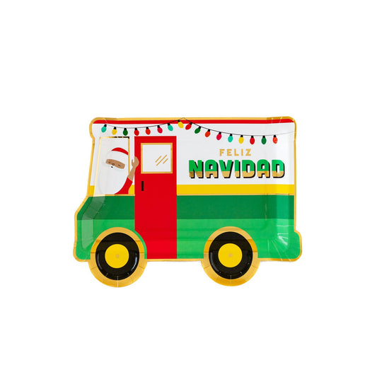 Feliz Navidad Taco Truck Shaped 9" Plate