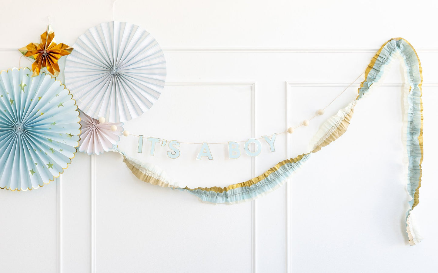 Baby Blue/Gold Crepe Festoon