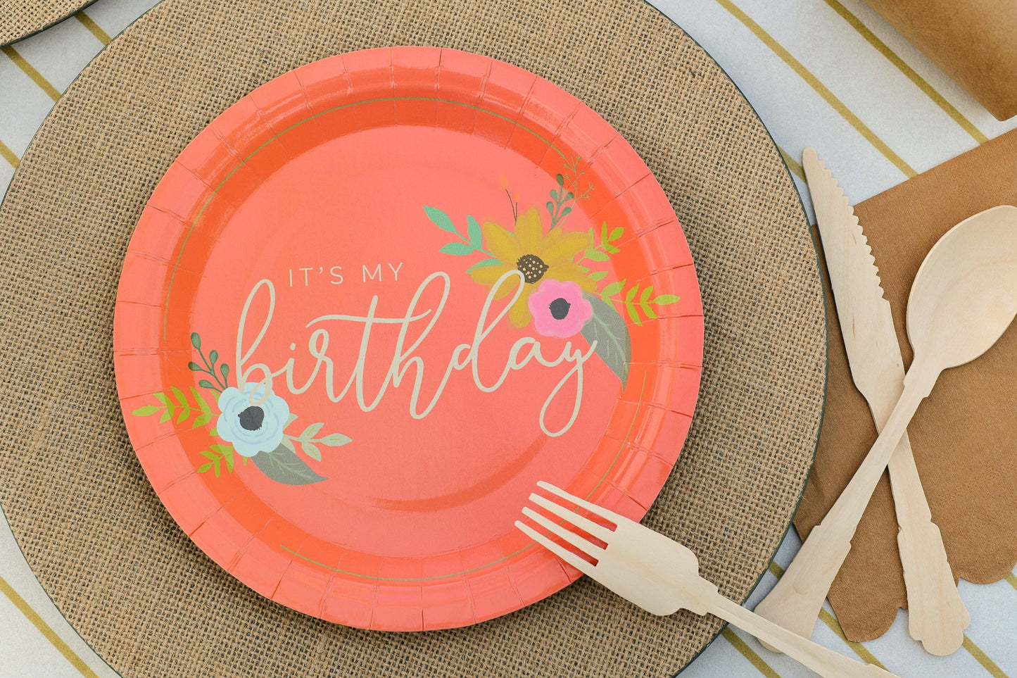 It's My Birthday Coral Party Plates