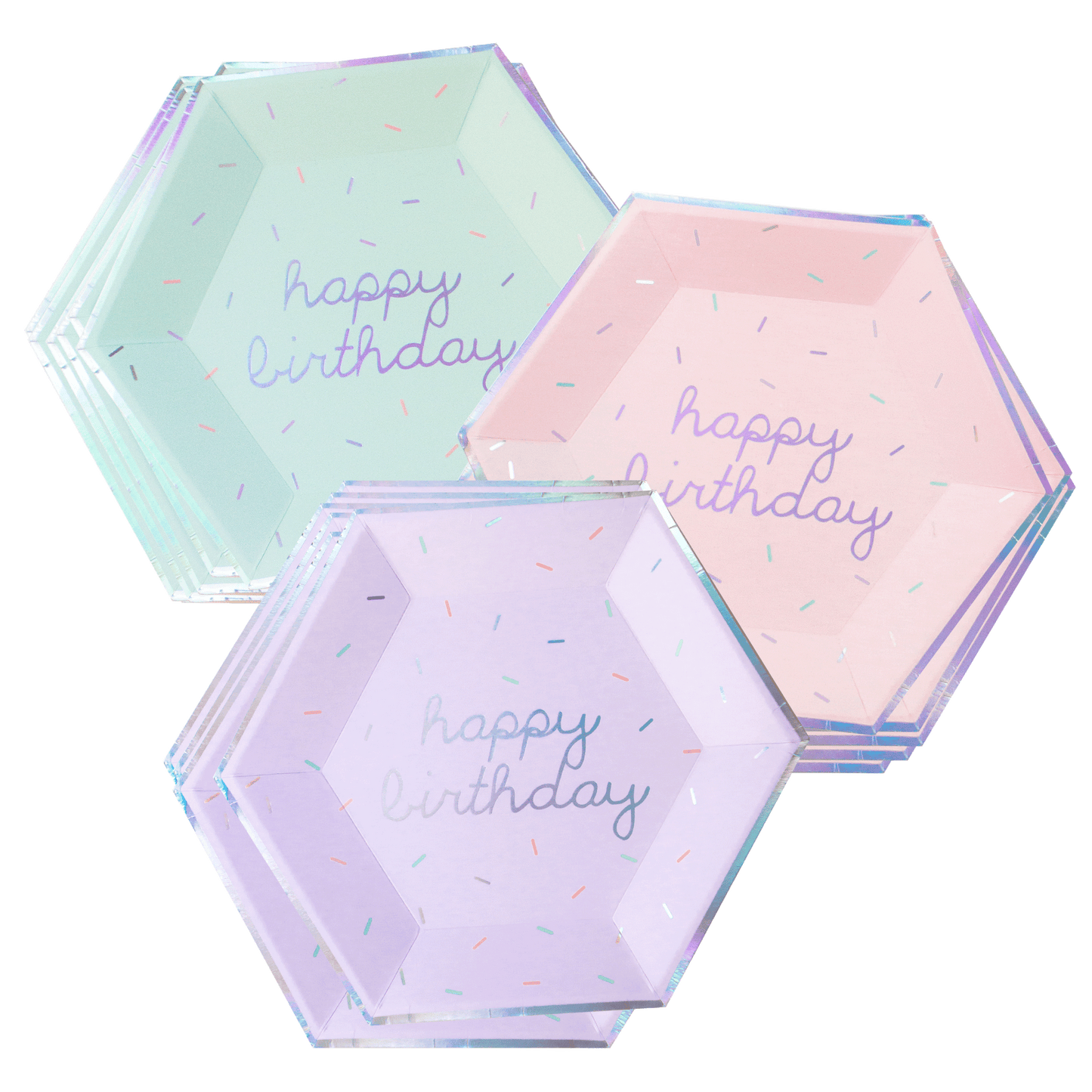 Sprinkles - Pastel Happy Birthday Large Paper Plates