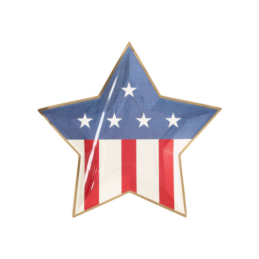 Denim and Stripes Star Shaped Paper Plate