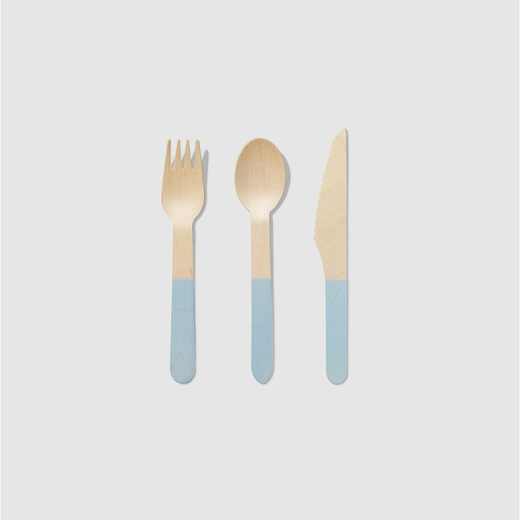 Pale Blue Wooden Cutlery