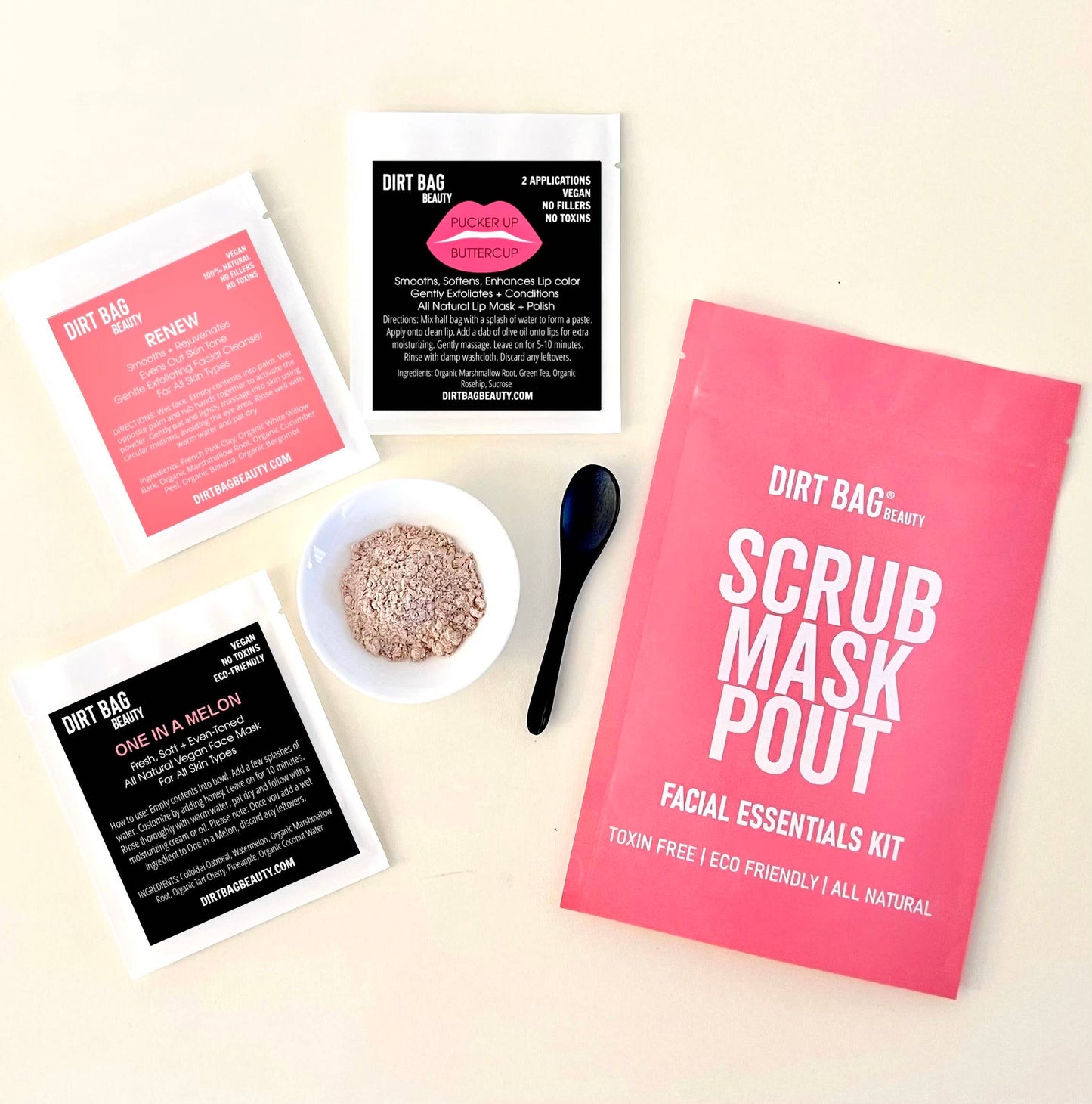 Vegan Facial Gift Set -Facial Mask, Scrub, Lip Mask, Bowl