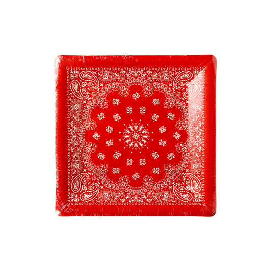 Red Bandana Paper Plate