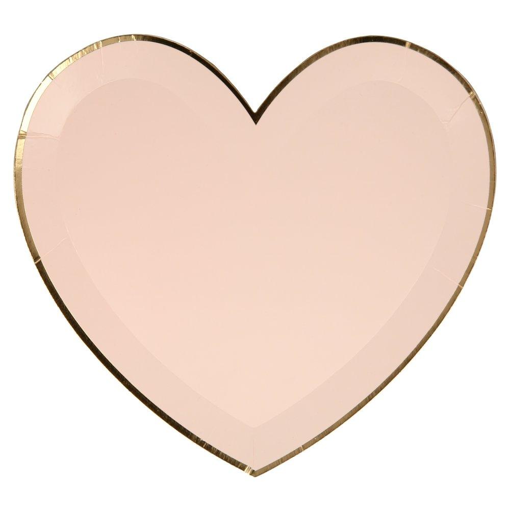 Pink Tone Large Heart Plates (set of 8)