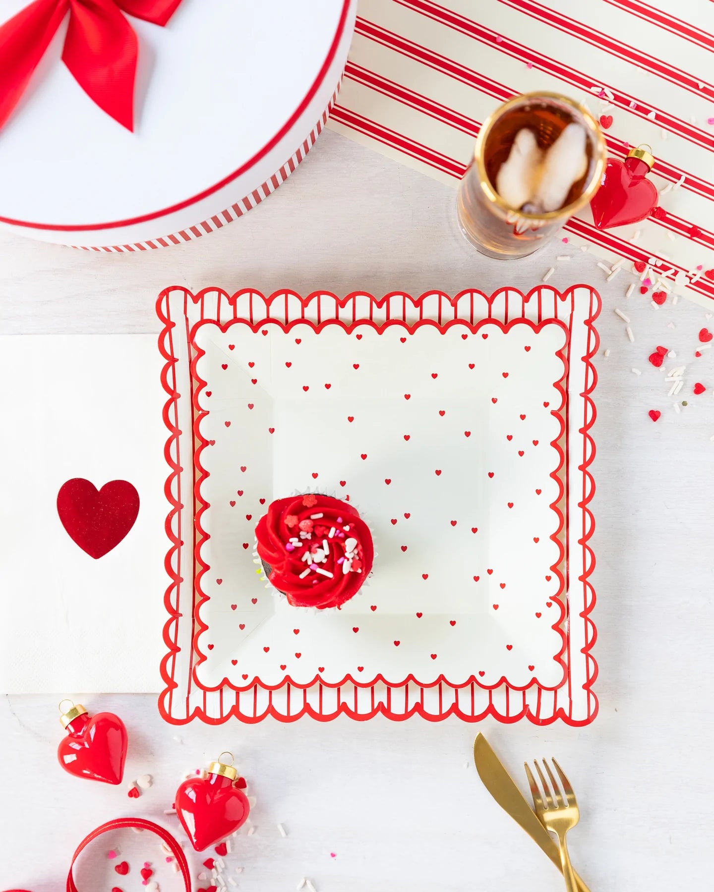 Valentine Red Foil Heart Guest Napkin