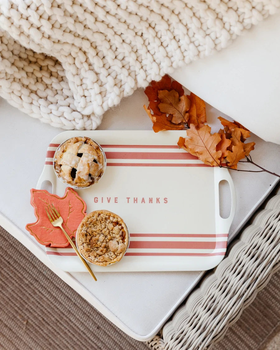 Harvest Give Thanks Stripe Reusable Bamboo Tray