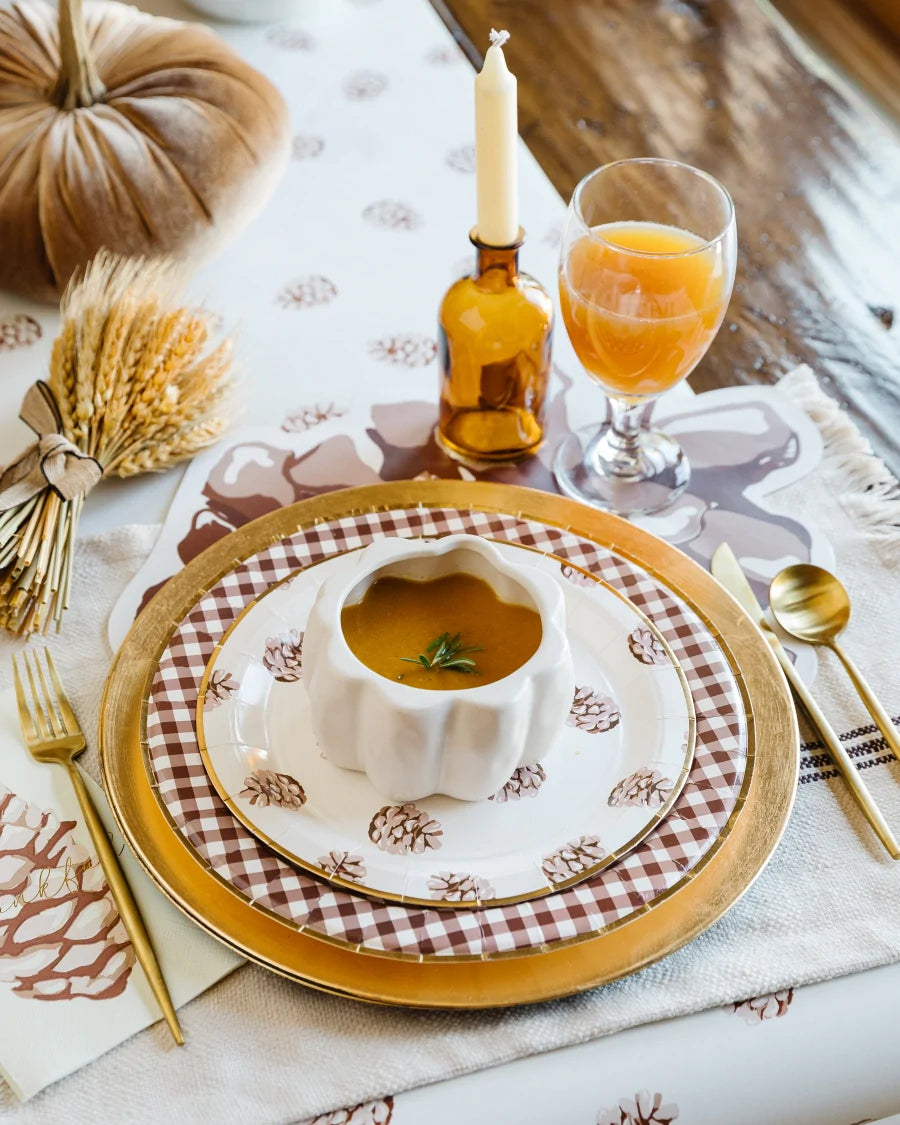 Harvest Brown Gingham Check 11" Plate