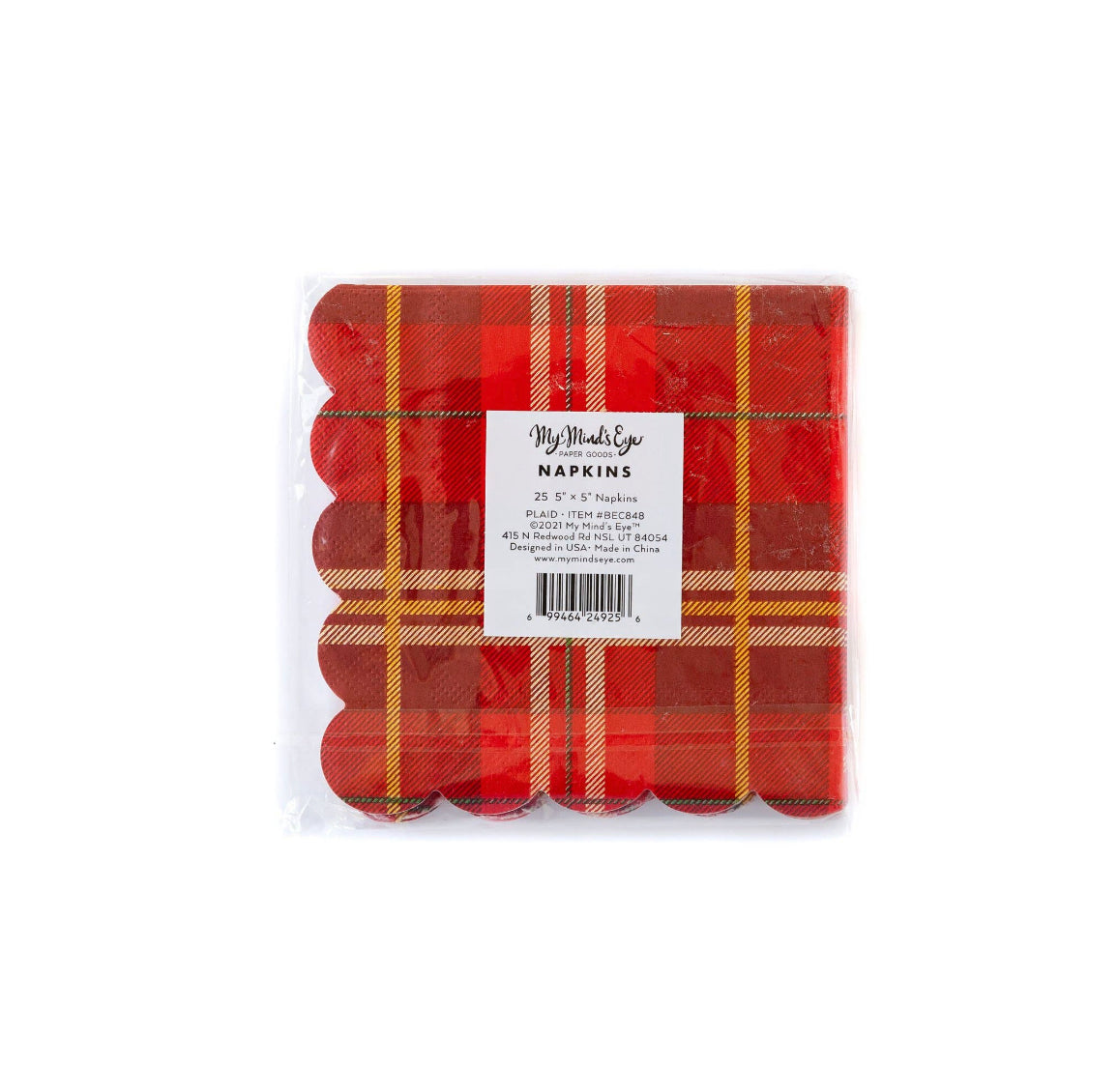 Believe Plaid Cocktail Napkin