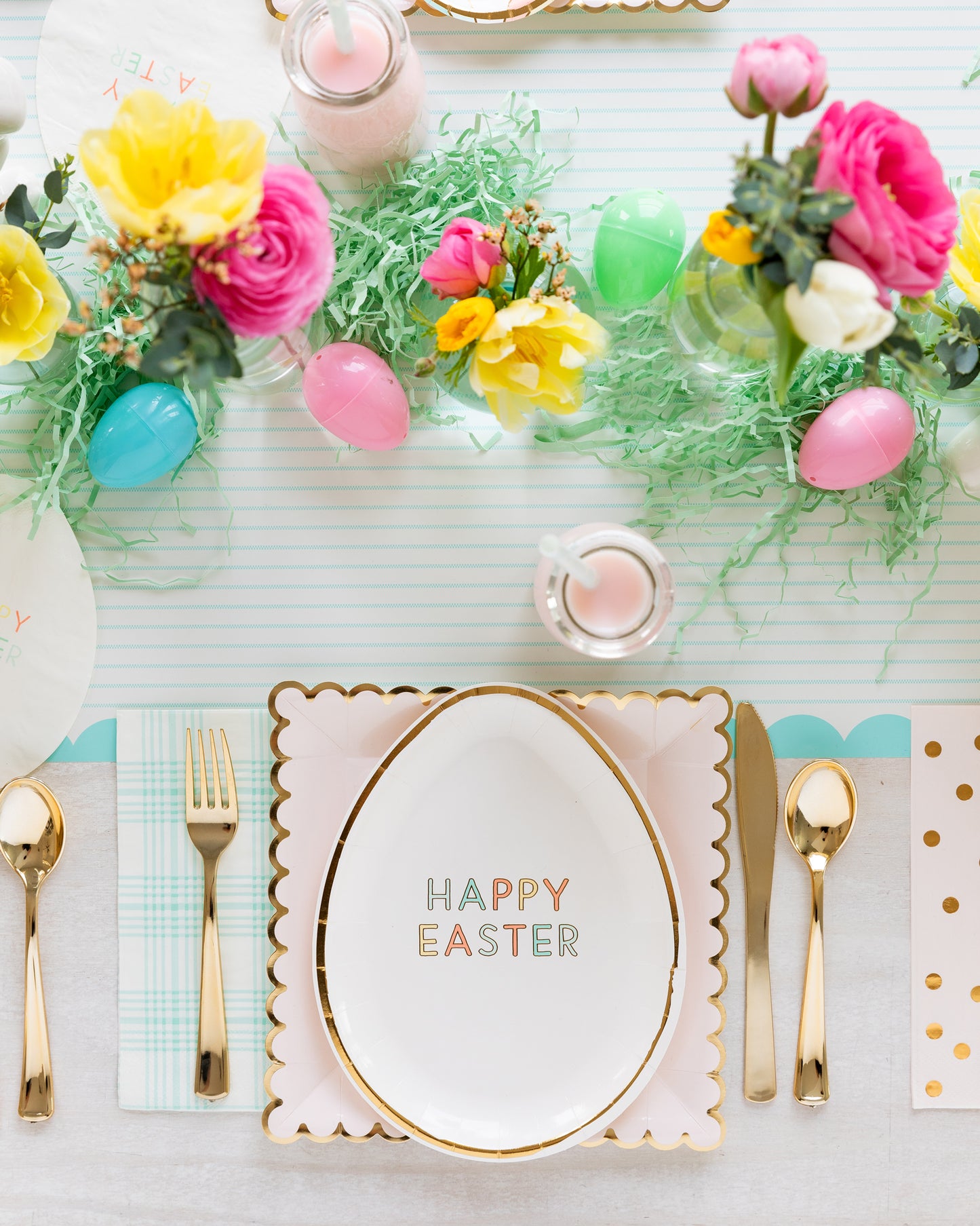 Happy Easter Egg Shaped Paper Plates