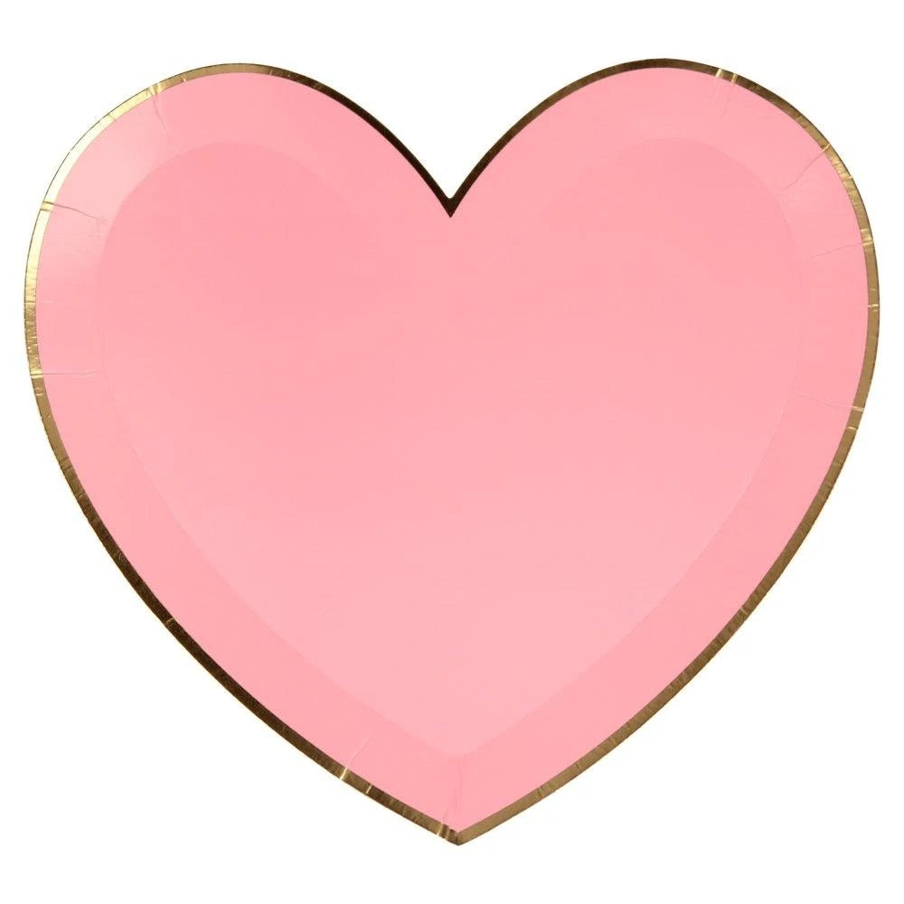 Pink Tone Large Heart Plates (set of 8)