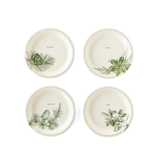 Green Vignette Christmas Plate Set