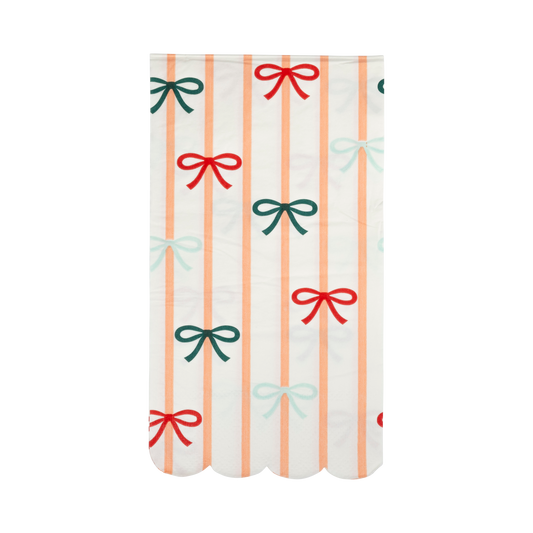 Bows and Stripes Scalloped Dinner Napkin