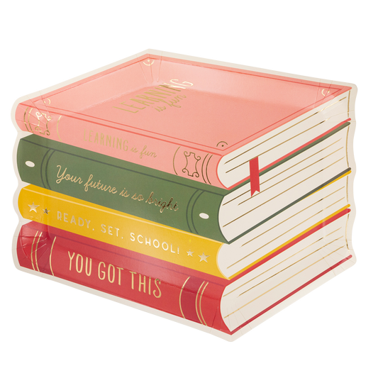 Stack of Books Paper Plate