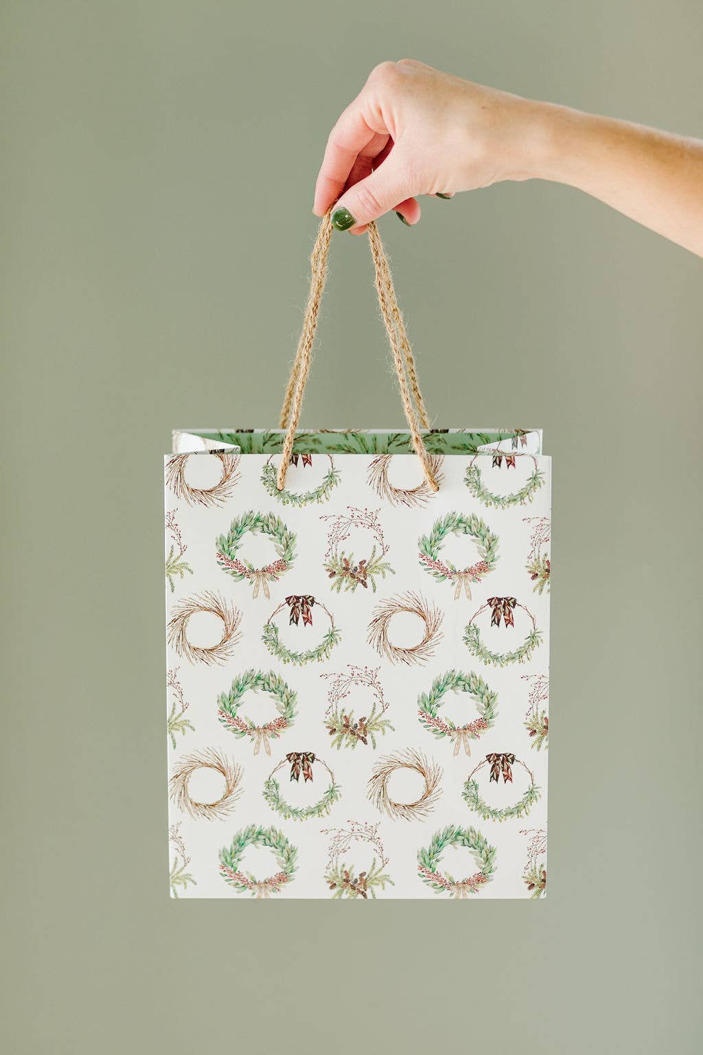 Holiday Evergreen Wreath Gift Bag