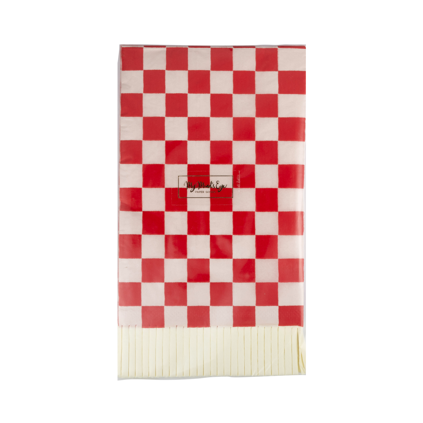 Red and Pink Checked Fringed Paper Dinner Napkins