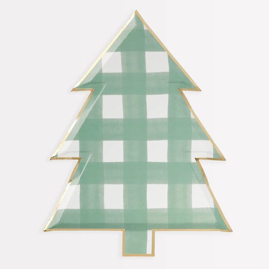 Green Gingham Tree Plates