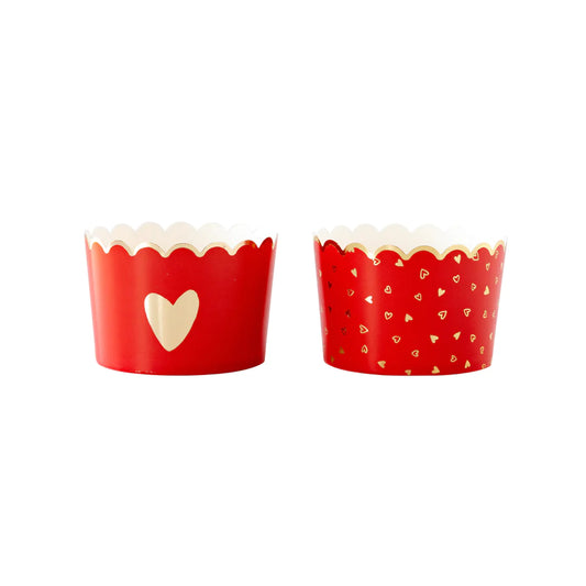 JUMBO GOLD FOIL CENTERED HEART BAKING/FOOD CUPS