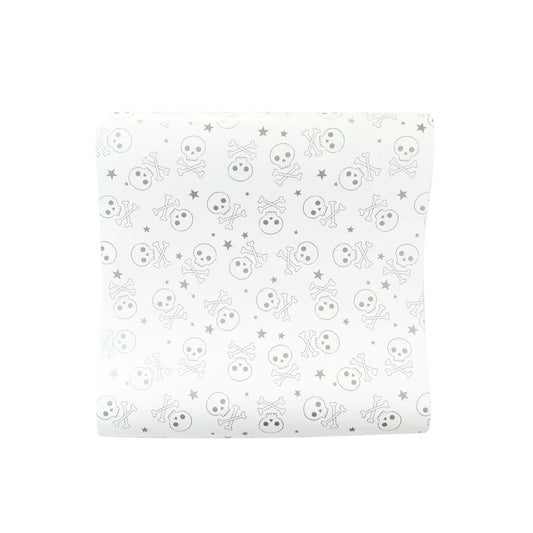 White and Silver Cross Bones Paper Table Runner