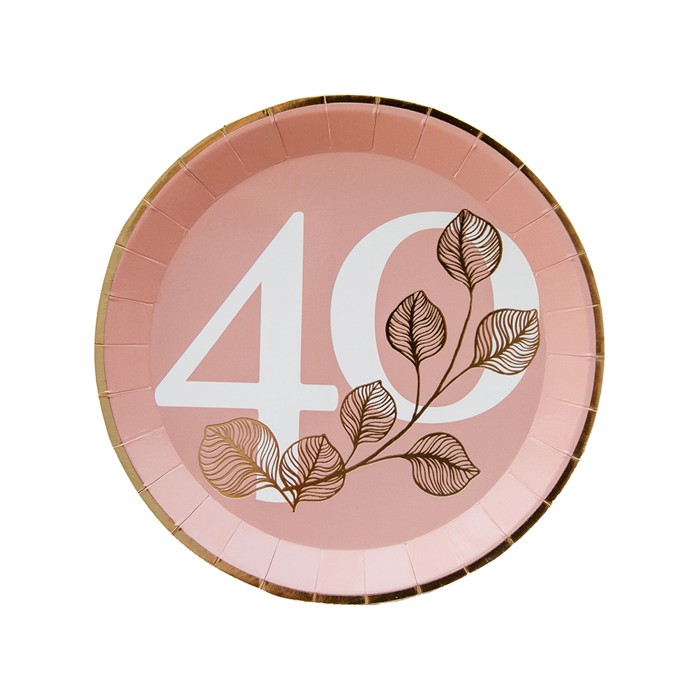 Blush 40th Dessert Plates