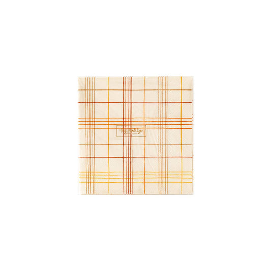 Harvest Fall Scene Plaid Cocktail Napkin