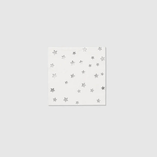 Silver Stars Cocktail Napkins (25 per Pack)