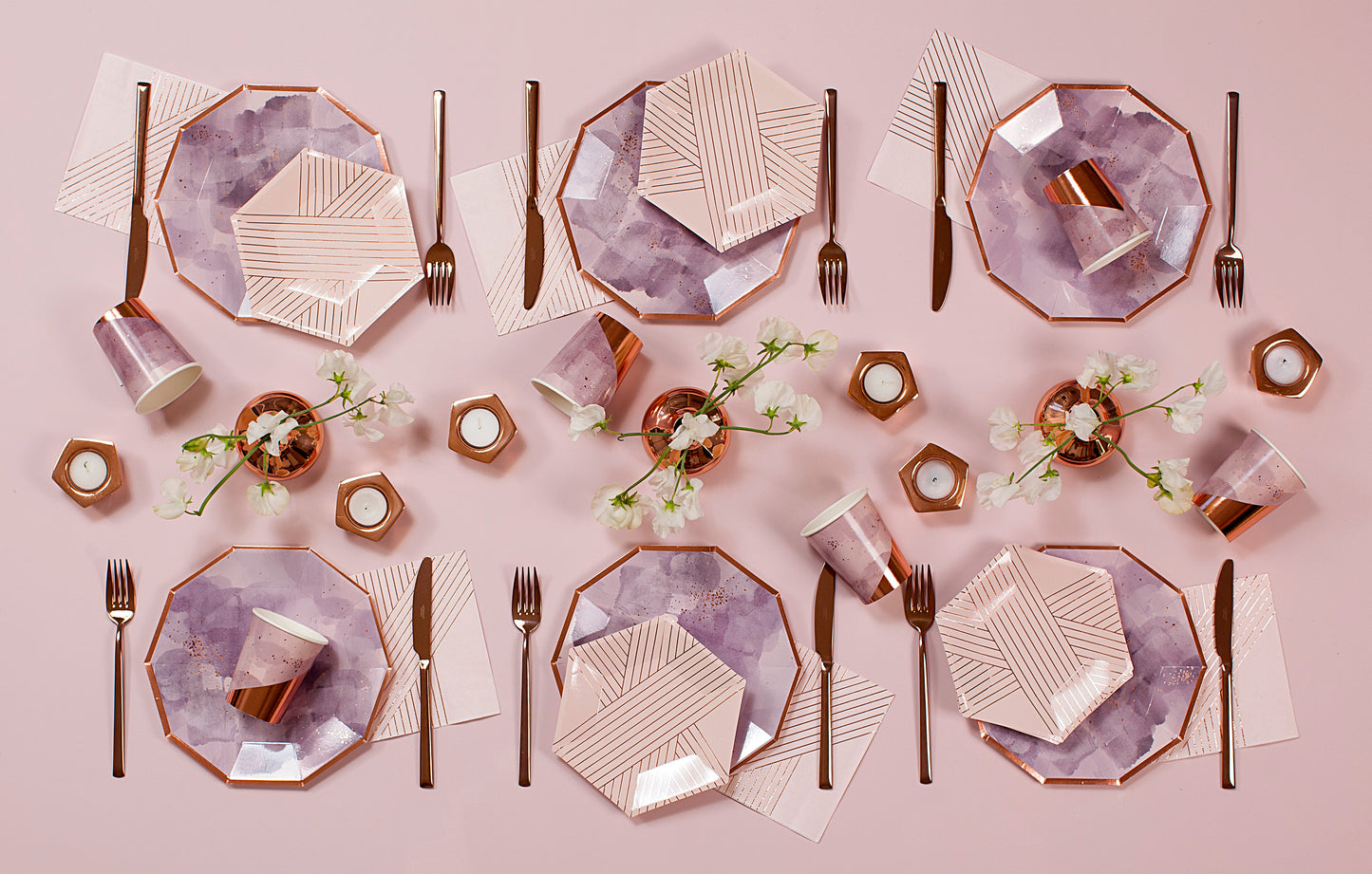 Amethyst - Pale Pink Striped Cocktail Paper Napkins