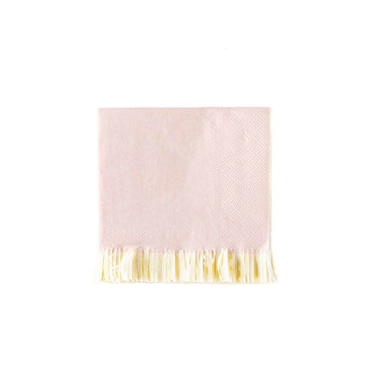 Baby Pink Fringed Cocktail Napkin