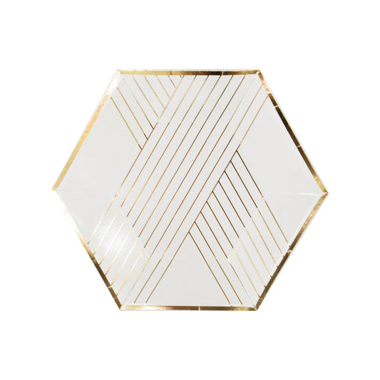 Blanc - White Striped Small Paper Plates
