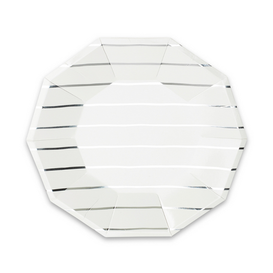 Silver Frenchie Striped Large Plates
