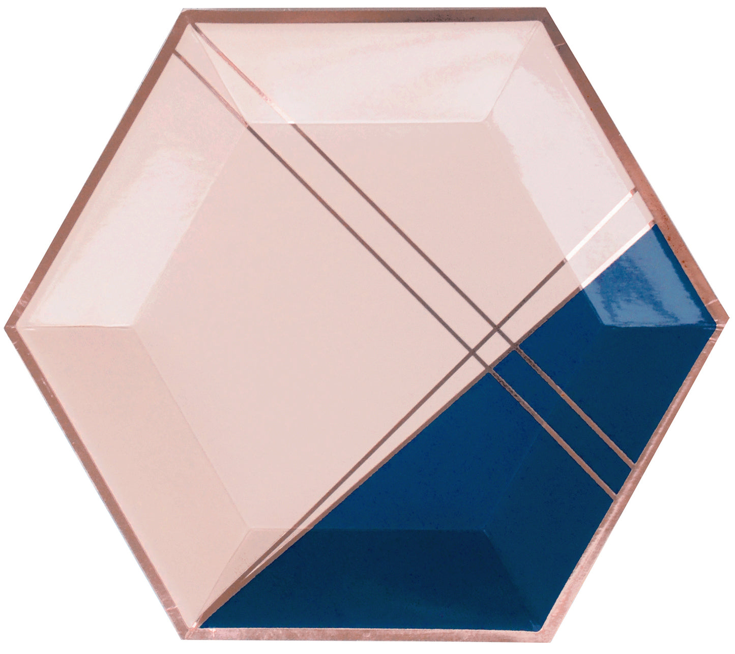 Erika - Pale Pink and Navy Colorblock Large Paper Plates