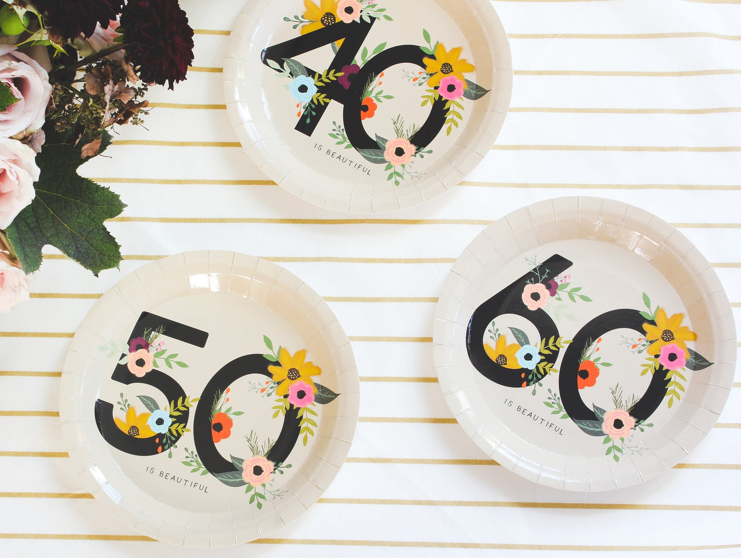 60 is Beautiful Birthday Party Plates