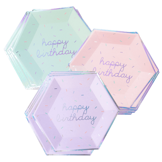 Sprinkles - Pastel Happy Birthday Large Paper Plates