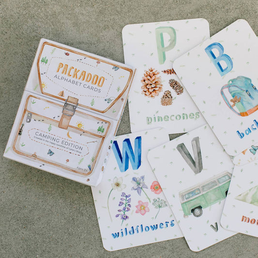 Camping Themed ABC Flashcards for Kids- Packadoo