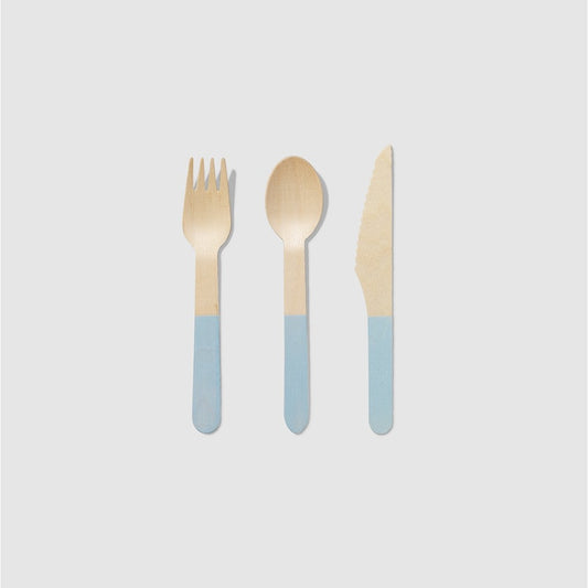 Pale Blue Wooden Cutlery