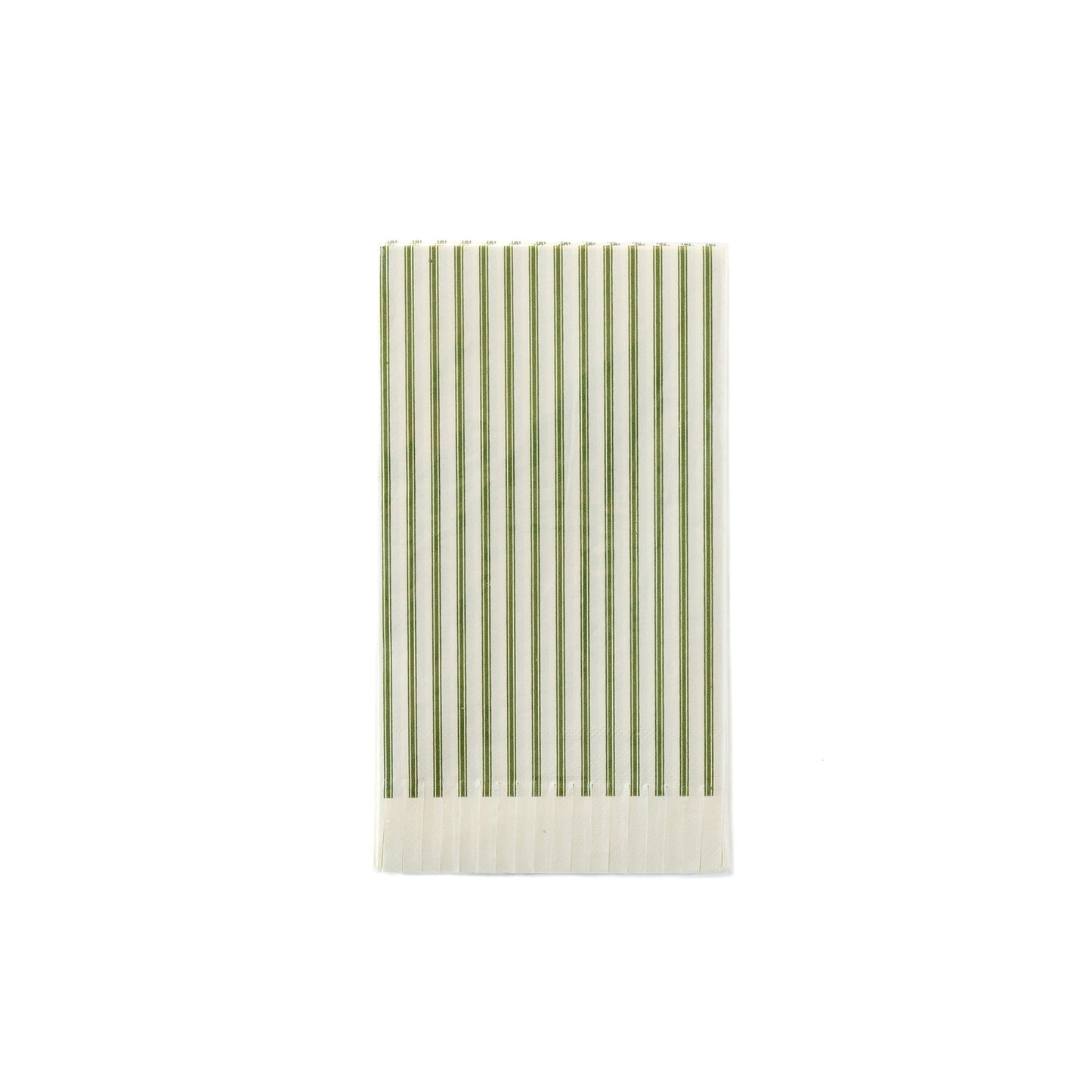 Green Ticking Fringed Guest Towel