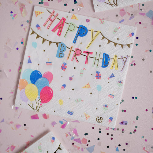 Happy Birthday 5" Napkins (20pcs)