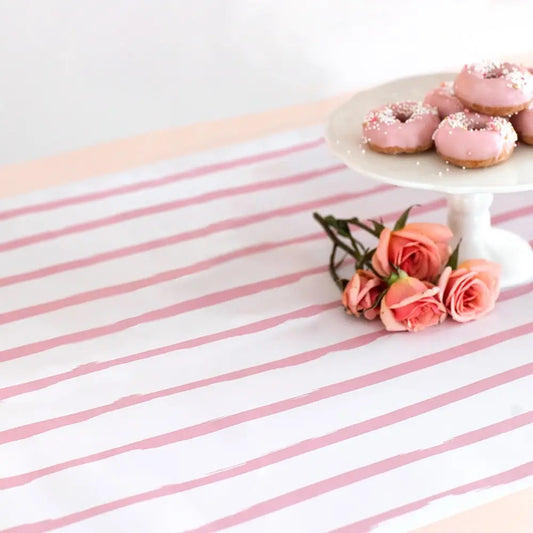 Light Pink Striped Paper Table Runner
