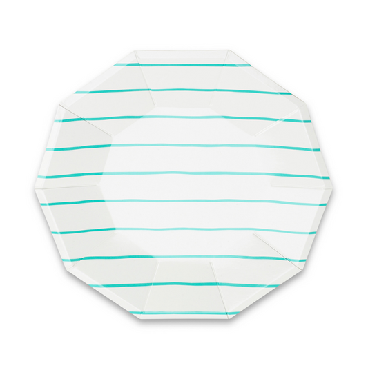 Aqua Frenchie Striped Small Plates