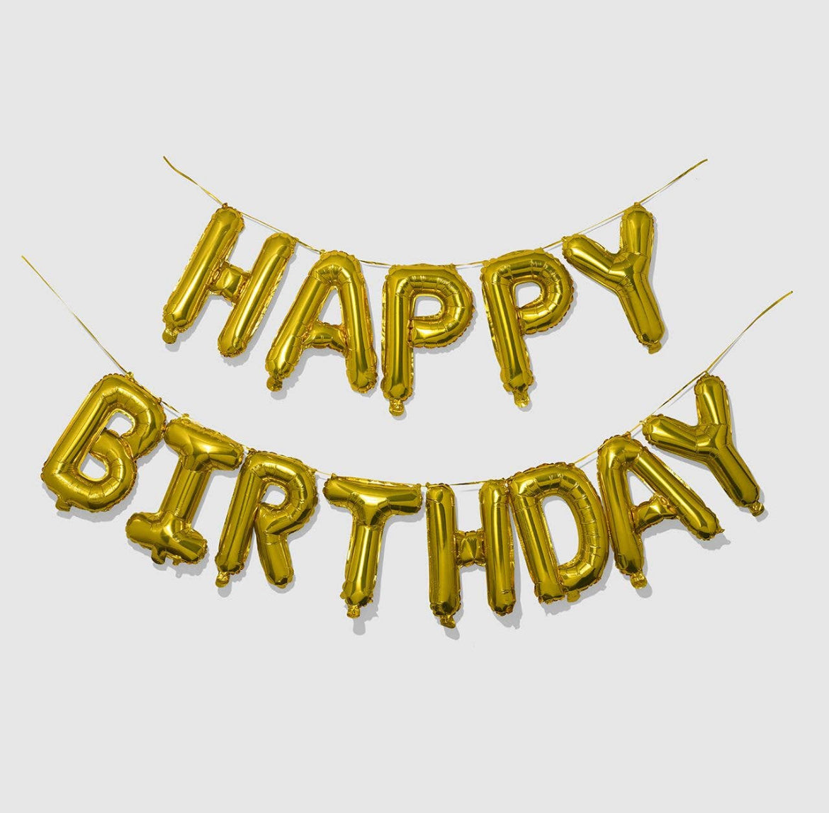 Gold Happy Birthday Balloon Banner