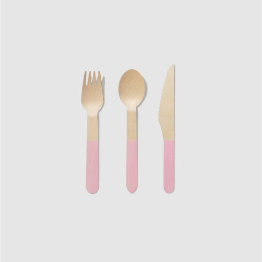Pale Pink Wooden Cutlery